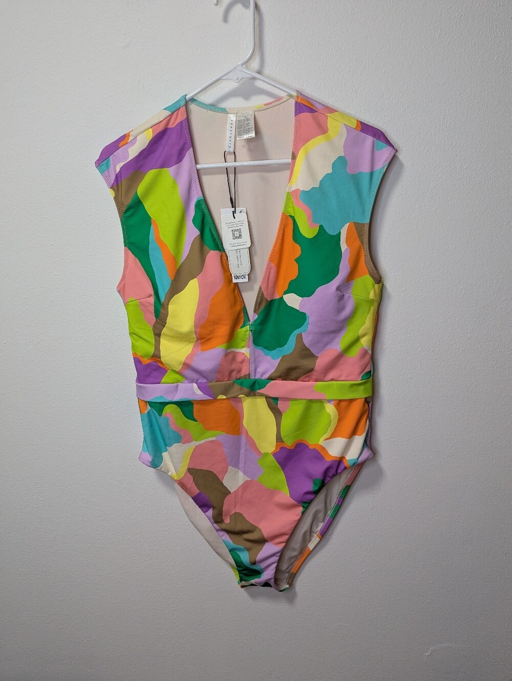Sanctuary Women's Cap Sleeve Swimsuit Abstract Print